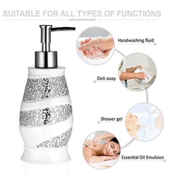 White Sinatra Reflective Mirror Mosaic Glass Bathroom Accessory 3 PC Vanity Set - Picture 4 of 13